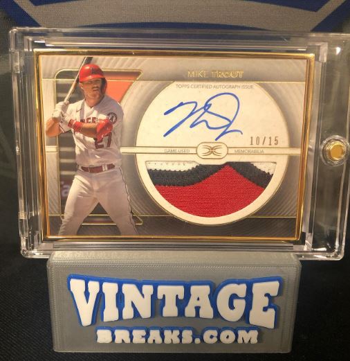 Mike Trout Topps Definitive Autographed Patch Card Pulled by